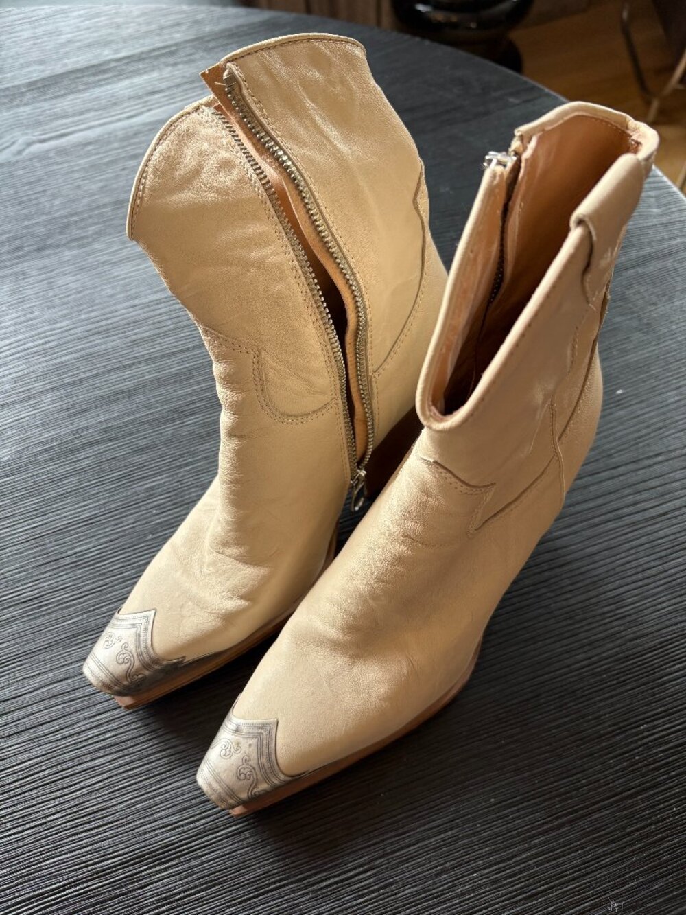Free People Brayden Western Boot in Bone Size 39